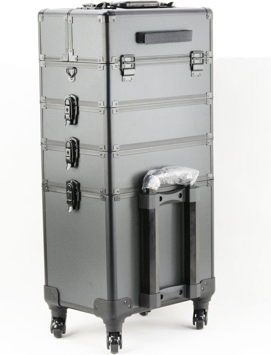Schminkkoffer Kosmetik Friseurwagen Beauty Case 4 in 1 schwarz