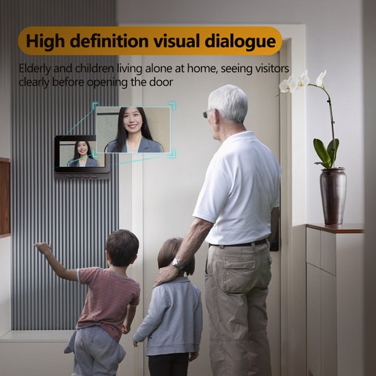 Fuegobird Wireless Doorbell Sets - Smart Video Doorbell - mit 4,3-Zoll-Display - IP65 wasserdicht - HD-Kamera mit 170° Weitwinkel und Nachtsicht - mit 32G Speicherkarte - Schwarz