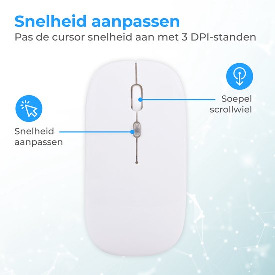 Nuvance - Kabellose Maus LED - Bluetooth - Ergonomisch - Laptop und Spiele - Kabellos - Weiß