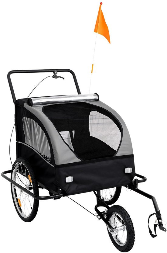 Outbee Fahrradanhänger für Kinder - 2 in 1 Fahrradanhänger und Kinderwagen - Kinderfahrradanhänger - Kinderbuggy - 3 Räder - mit Flagge