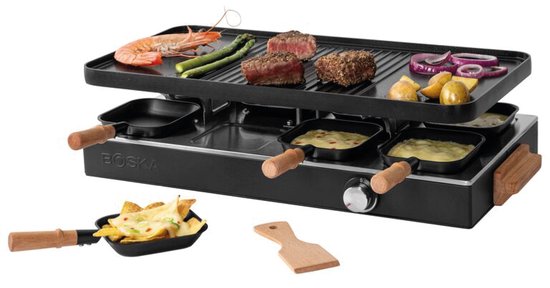 BOSKA Raclette Gourmet Party - Für 8 Personen Buchenholz Stahl - Gourmet-Set