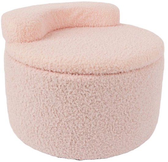 Ceruzo Kindersessel - Rosa Aufbewahrungsstuhl - Teddy Boucle- Weiche Rückenlehne- Ø 35 -H28 cm