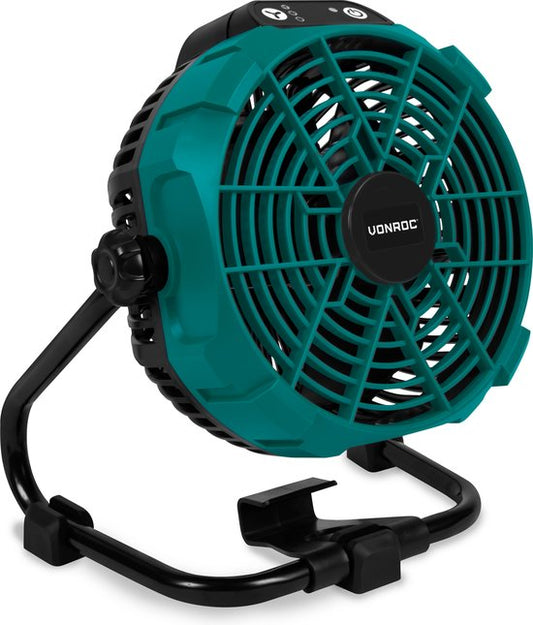 VONROC Fan 20V - für kabellosen und kabelgebundenen Einsatz - Inkl. Netzteil - Ohne Akku & Ladegerät