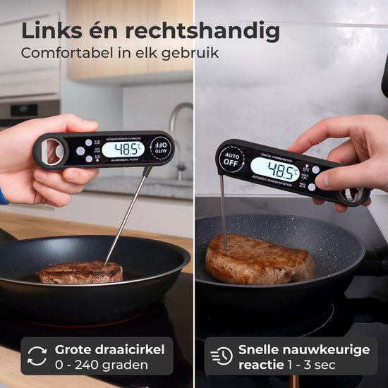 Nuvance Fleischthermometer - BBQ Zubehör - Digitales Thermometer - Kochen - für Küche, Ofen, Kern, Lebensmittel & Zucker