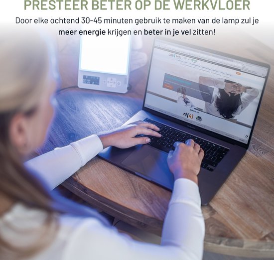 LIROMA® Tageslichtlampe - Blaues und weißes Licht - 10.000 LUX - Timer - Lichttherapie - Schreibtischlampe