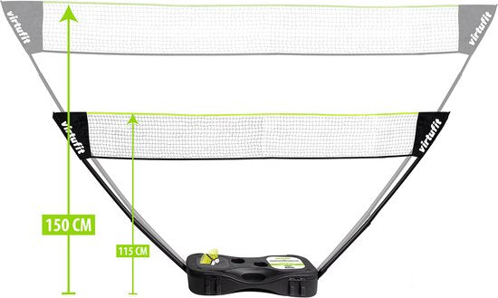 VirtuFit 2-in-1 tragbares Badminton- und Tennis-Set – Gelb - Inklusive Koffer und Schläger - Verstellbares Netz - Auch für Volleyball und Fußball geeignet - Komplettset - Badmintonschläger - Badminton-Set - Badminton-Federbälle
