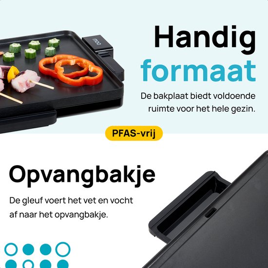 MOA Elektrische Grillplatte - Teppanyaki-Grillplatte - Tischgrill - Gourmet-Set - 2000W - Schwarz