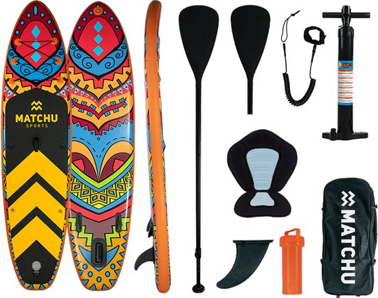 Matchu Sports SUP board Deluxe - Stand up paddle board - 320x81x15 - Aufblasbar - Premium Qualität