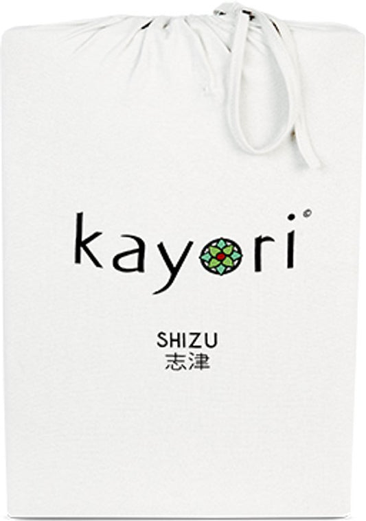 Kayori Shizu Topper Spannbetttuch Jersey - 90-100x200-220cm - Matratzenstärke 12 cm - Bio-Baumwolle - Offwhite