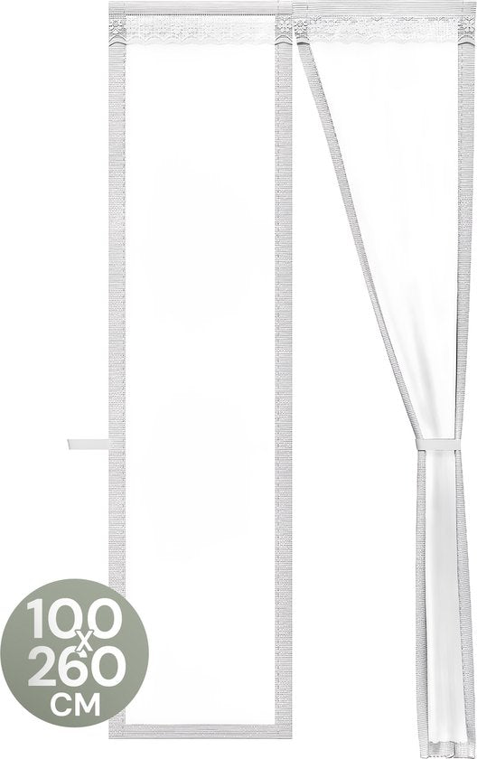 O'DADDY® Türvorhang Deluxe FIBER - Magnetischer Fliegenvorhang - Für Neubauten und Standardtüren - Einfache Installation - Türgitter Weiß - 100x260 cm