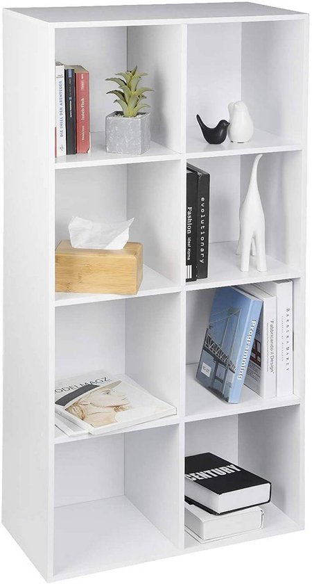 Woltu Bücherregal acht Fächer - 60 x 121 x 29,5 cm - MDF weiß - modular - modern