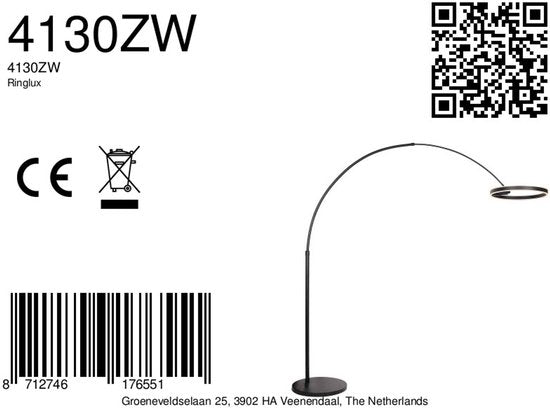 Steinhauer - Stehleuchte - Ringlux - schwarz - Metall - Bogenlampe - LED - 4130ZW