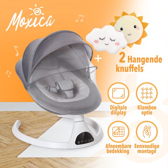 Moxica - elektrische Babyschaukel - Electrical Bouncer - hellgrau