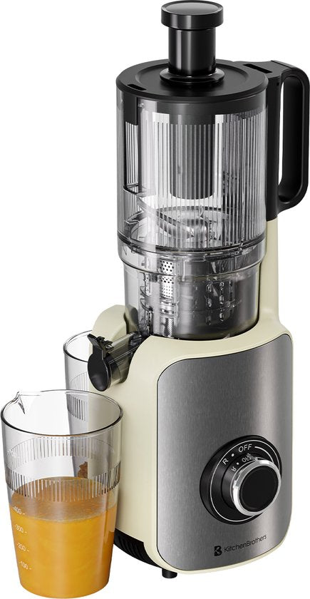 KitchenBrothers Slowjuicer - Vertikal - Entsafter - Gemüse- und Obstpresse - 126 mm - 750 ml - Champagner