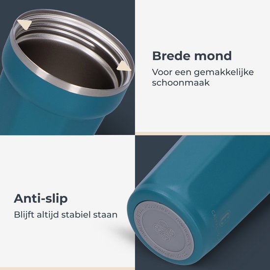 Castagnola Thermos Cup - Kaffeebecher To Go - Reisebecher für Kaffee und Tee - Teebecher - 380 ML - Edelstahl - Blau - Octagon
