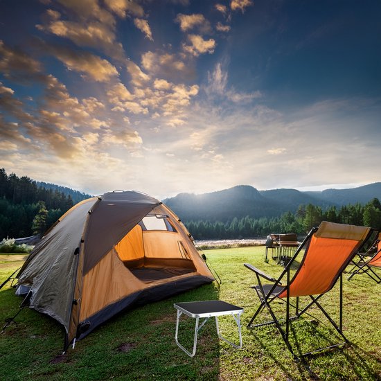 Redcliffs Camping-Tisch – Aluminium – leicht – grau/silber – 40 x 40 x 30 cm – niedriger Tisch – Couchtisch – Strand