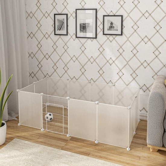 Ceruzo Tierauslauf 12 Paneele - modular - mit Tür - für Kleintiere