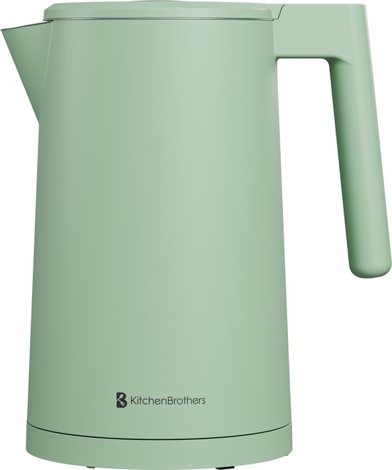 KitchenBrothers Wasserkocher - 1.7L - Mit Temperaturkontrolle - Elektrisch - Warmhaltefunktion - Display - Doppelwandig - Cool-touch - 2200W - Pastellgrün