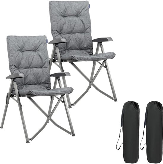 TRVLMORE Campingstühle Luxus - klappbar - 2er-Pack - 150KG Tragkraft - Inkl. Tragetasche - Klappstuhl - Campingstuhl - Klappstuhl - Grau