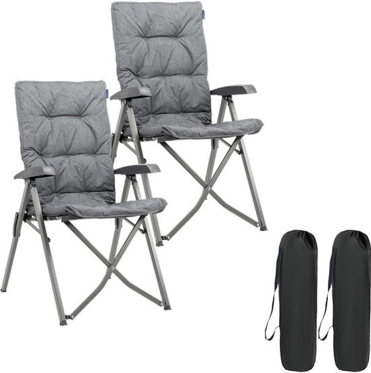 TRVLMORE Campingstühle Luxus - klappbar - 2er-Pack - 150KG Tragkraft - Inkl. Tragetasche - Klappstuhl - Campingstuhl - Klappstuhl - Grau