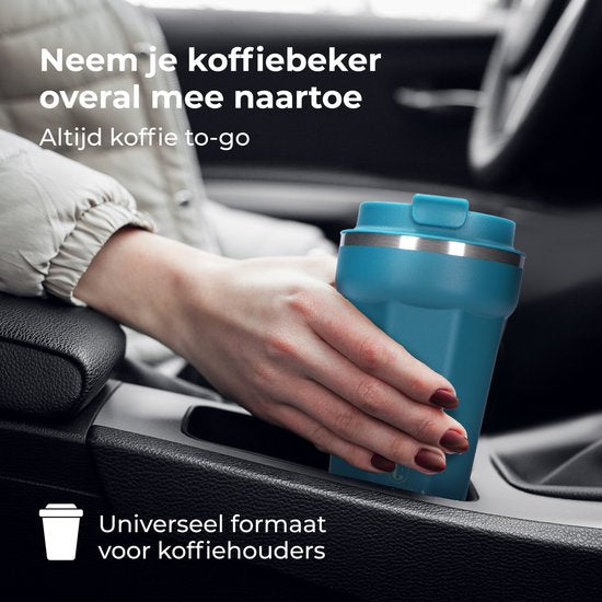 Castagnola Thermos Cup - Kaffeebecher To Go - Reisebecher für Kaffee und Tee - Teebecher - 380 ML - Edelstahl - Blau - Octagon