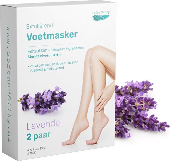 Soft & Silky Hornhautsocken - 2er Pack - Fuß-Peeling-Maske - Hornhautentferner für Füße - Fuß - Maske - Hornhaut - Feile - Reibe - Cremeersatz - Peeling - Lavendel -