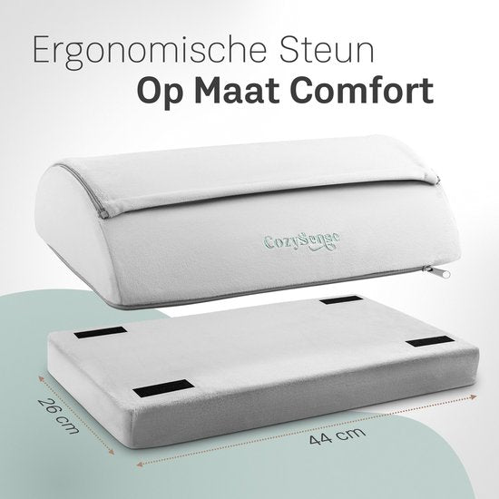 CozySense® Fußstütze Schreibtisch - Ergonomischer Fußhocker mit 2 Höhen - rutschfester & waschbarer Sherpa-Bezug - Fußpolster für Heim & Büro - Grau