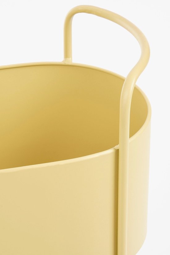 Mica Decorations Moritz Blumentopf auf Ständer – Pflanztopf L 55 x B 24 x H 65 cm – Pflanzenständer aus Eisen – Blumentopf für drinnen oder draußen – Beige