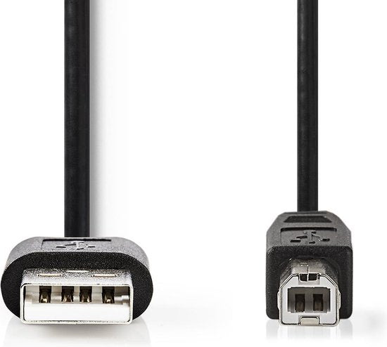 USB-Kabel - USB 2.0 - USB-A Male - USB-B Male - 7,5 W - 480 MBit/s - Vernickelt - 1,00 m - Rund - PVC - Schwarz - Etikett