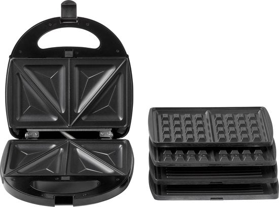 Tomado TGM2000B - Multigrill 3 in 1 - Inklusive Sandwich- und Waffelplatten - 750 Watt - Schwarz