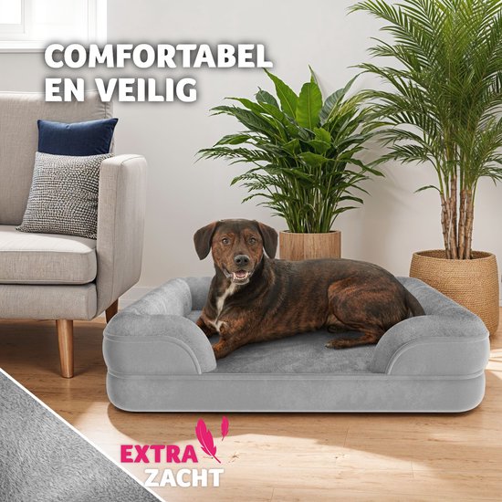 tectake Hundebett - Kissen für große und mittelgroße Hunde - flauschig und waschbar - Hundekorb mit Memory Foam - Hundebox - Hundeliege - Hundekorb - Hundekissen L (91 x 68 x 18 cm)