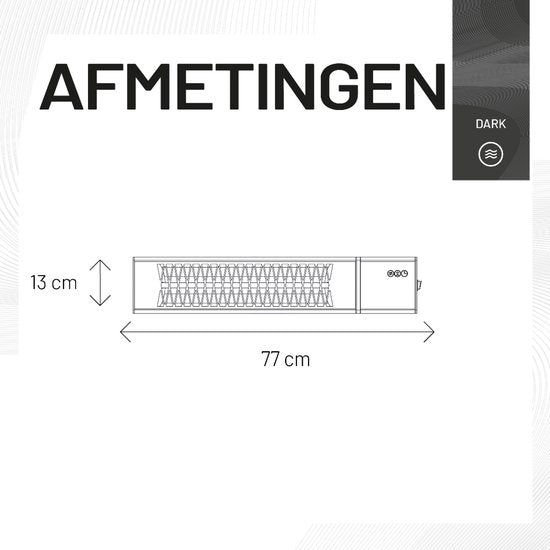 Sunred - Triangle - Dark line - Schwarz - Wandmodell - Terrassenheizung - Carbon rose gold technology - 2500 W - ECO - 9 Einstellungen - Fernbedienbar - SMART - APP - Timer - Elektroheizung - SMART heater - SLIMME heater