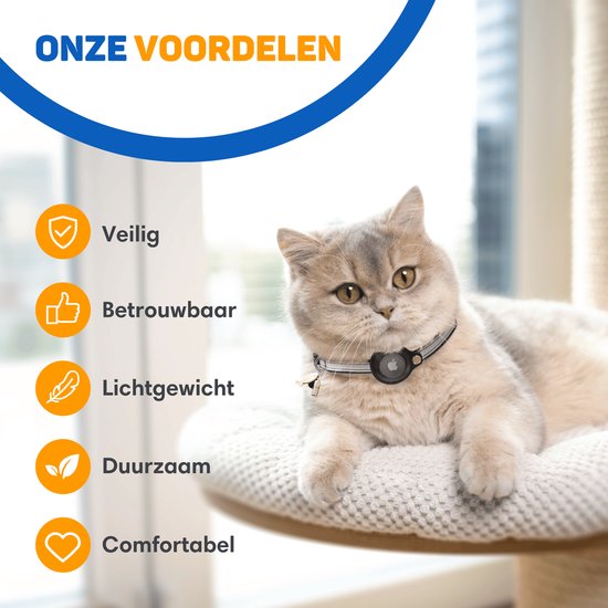 Vulpes Goods® Pets - Katzenhalsband geeignet für Apple AirTag - Apple Airtag Cat Collar Pro - Sicher, leicht, reflektierend & komfortabel - Kratzfest und wasserabweisend - Inkl. 3 Zubehörteile - 23.5-30.5 CM - S