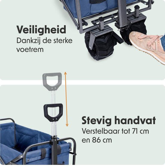 LifeGoods Wagon - faltbar - 80KG Tragfähigkeit - 94L - waschbares Polyester - Blau