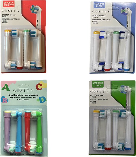Cosity - 24x Oral-B und Braun kompatible Bürstenköpfe - Briefkastenverpackung - Weiß