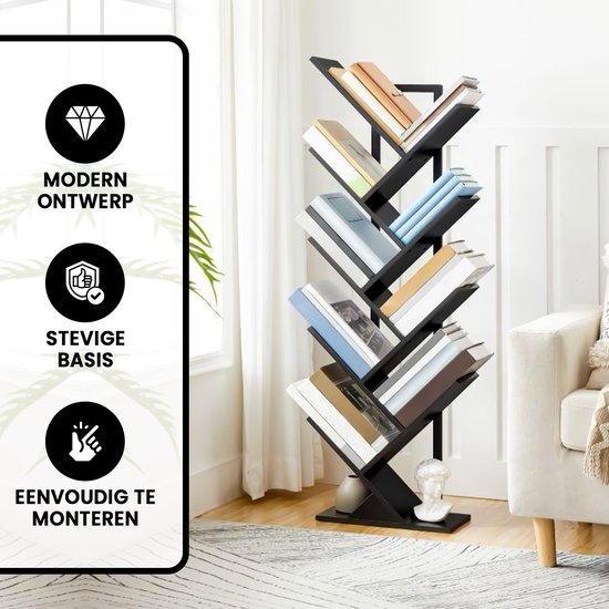 Bayt Bücherregal - Bücherregal - Industrieholz - Schwarz - 116x20x34 cm