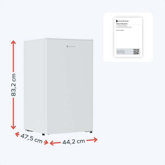 KitchenBrothers Kühlschrank - 92L - Tischmodell - Eisfach - Frigo - Freistehend - Weiß