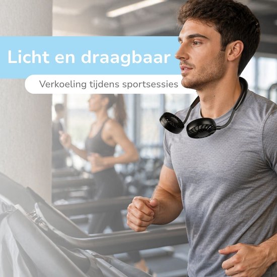 Lifetime Air Tragbarer Nackenventilator - Mini-Ventilator freihändig mit 3 Stufen und 360° verstellbar - Schwarz