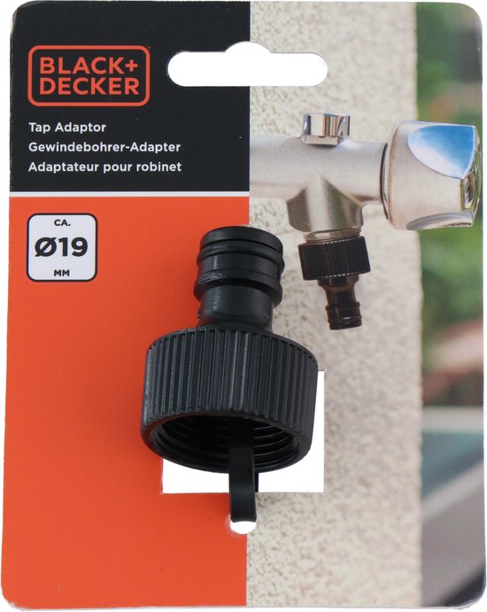BLACK+DECKER Wasserhahn 3/4" - ⌀ 19 CM - Kupplungsstück - Kunststoff - Schwarz