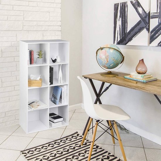 Woltu Bücherregal acht Fächer - 60 x 121 x 29,5 cm - MDF weiß - modular - modern