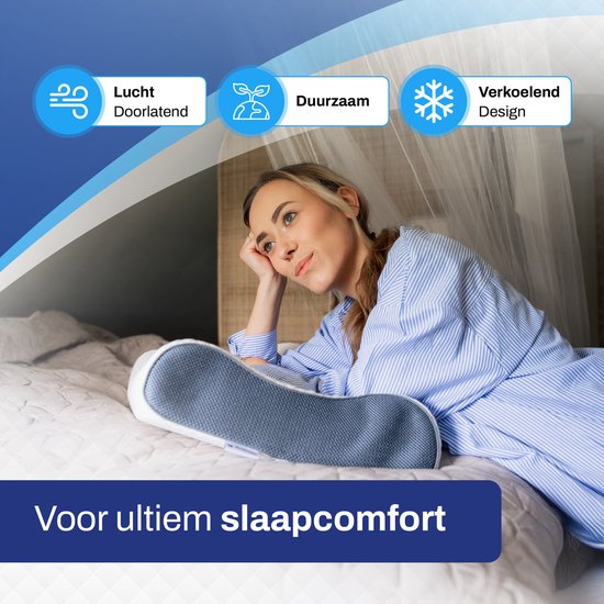 Sleeptight Ergonomisches Kissen Nackenschmerzen - Anti-Schnarch-Kissen Orthopädisch - Kühlendes Apnoe-Kissen - Mittelweicher Memory-Schaum - Seitenschläfer - 60x40x12cm