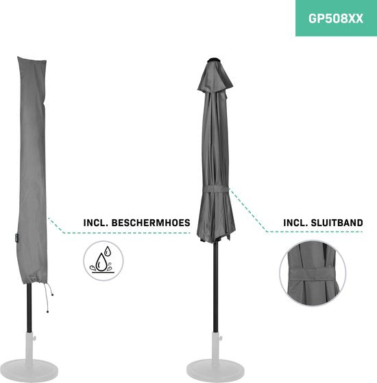 VONROC Premium Sonnenschirm Magione - Strapazierfähig - Halbrund 270x135cm - UV-beständiges Tuch - inkl. Schutzhülle - Grau