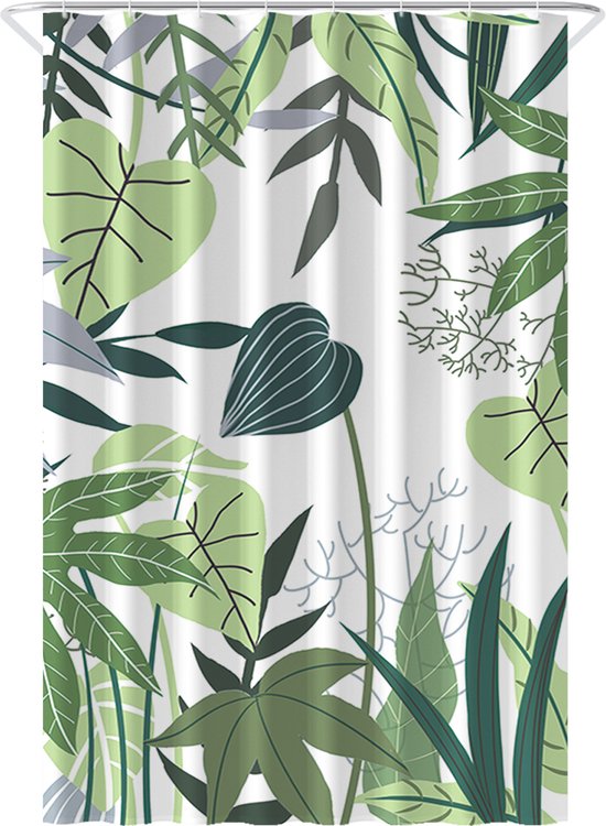 Loti Living Duschvorhang Anti-Schimmel - Dschungel - Ringe enthalten - Wasserdicht - Polyester - Duschvorhang 120x200 cm