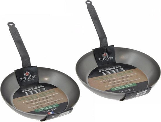 De Buyer Acier Bratpfannenset 24 cm & 28 cm - 2mm dick - Stahlblechpfannen - günstiges Set