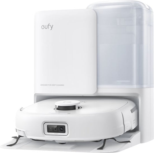 eufy Staubsaugerroboter Omni E25, HydroJet-Wischsystem, 20.000 Pa Saugleistung, DuoSpiral-Bürsten zum Entwirren, CornerRover-Arm zur Reinigung von Ecken, All-in-One-Station, für Familien mit Haustieren und Kindern.