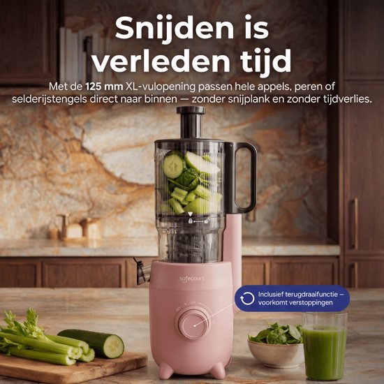 Safecourt Kitchen Slow Juicer - leistungsstarker Motor [Vorschneider & Kaltpress-Technologie] - einfache Reinigung - BPA-frei - Entsafter Pink