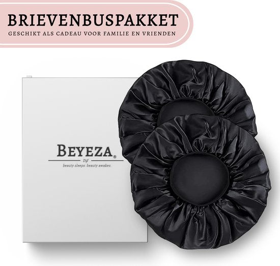 Beyeza Luxe Bonnet XL – Schlafmütze aus Satin – Haarpflege – Haarnetze – Elastisch – Satin – 2 Stück