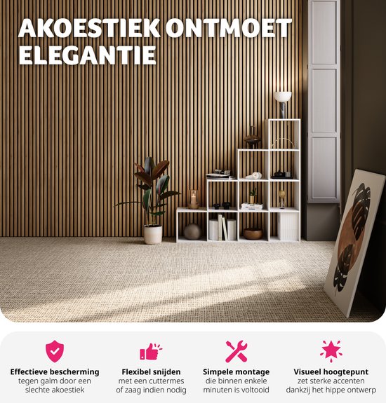 Tectake Akustikpaneele Sonic Wall - 2er-Set - Eiche hell - Schallabsorbierendes Paneel - 120x60x2,1cm pro Panel