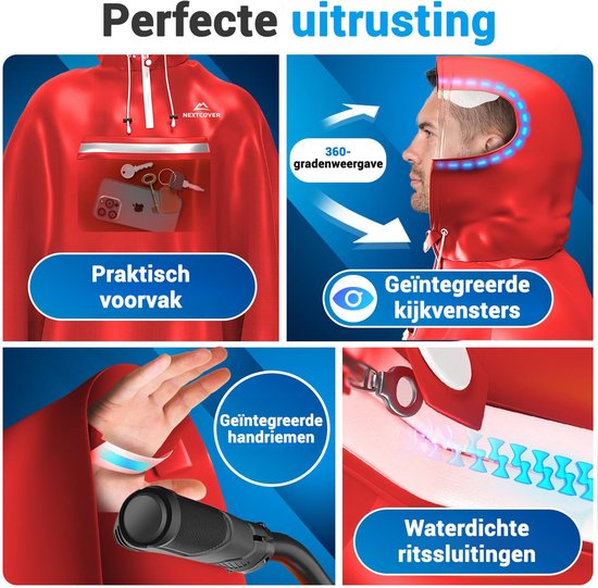 Nextcover Regenponcho Fahrrad für Damen und Herren | Regencape mit AquaShield 2.0 Technologie, wind- und wasserdicht | Ideal zum Radfahren, Wandern und Angeln | Fahrradponcho Erwachsene Unisex Fit | Poncho