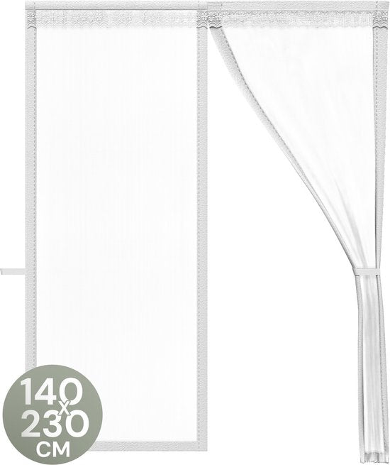 O'DADDY® Türvorhang Deluxe FIBER - Magnetischer Fliegenvorhang - Für Neubauten und Standardtüren - Einfache Installation - Türgitter Weiß - 140x230 cm